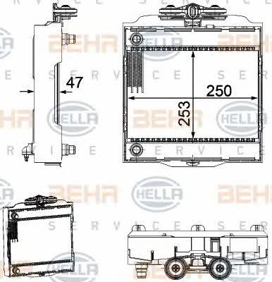 Radiator, engine cooling Behr-Hella 8MK 376 746-511