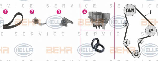 Behr-Hella 8MP 376 804-801 TIMING BELT KIT WITH WATER PUMP 8MP376804801