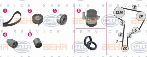 Behr-Hella 8MP 376 807-811 TIMING BELT KIT WITH WATER PUMP 8MP376807811