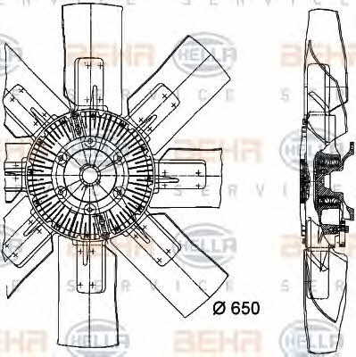 Hub, engine cooling fan wheel Behr-Hella 8MV 376 728-041