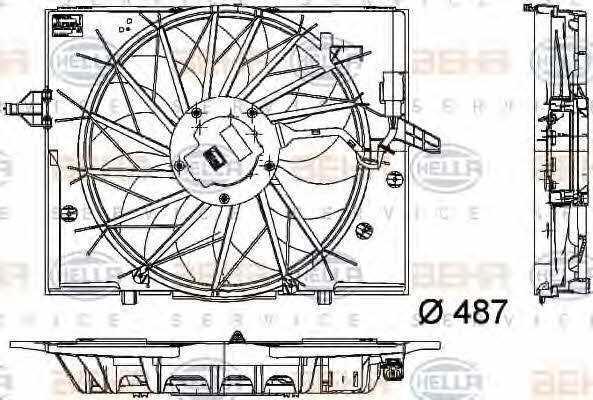 Behr-Hella 8EW 351 034-271 Hub, engine cooling fan wheel 8EW351034271