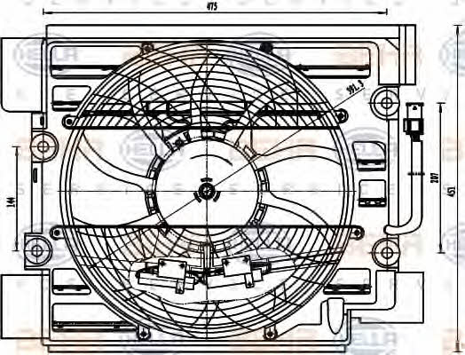 Hub, engine cooling fan wheel Behr-Hella 8EW 351 040-101