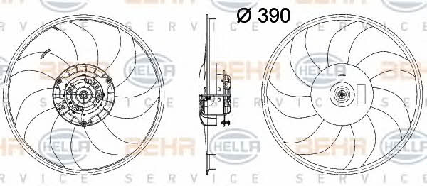 Hub, engine cooling fan wheel Behr-Hella 8EW 351 041-631