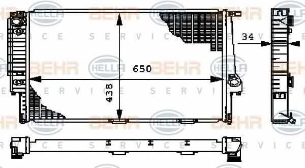 Radiator, engine cooling Behr-Hella 8MK 376 712-374
