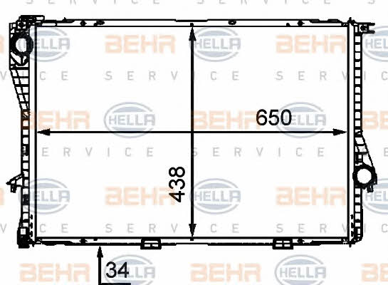 Radiator, engine cooling Behr-Hella 8MK 376 712-494