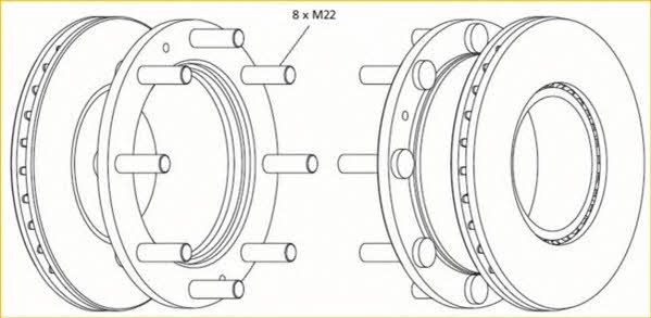 Beral BCR308A Rear ventilated brake disc BCR308A