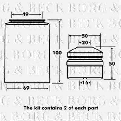 Borg & beck BPK7028 Bellow and bump for 1 shock absorber BPK7028