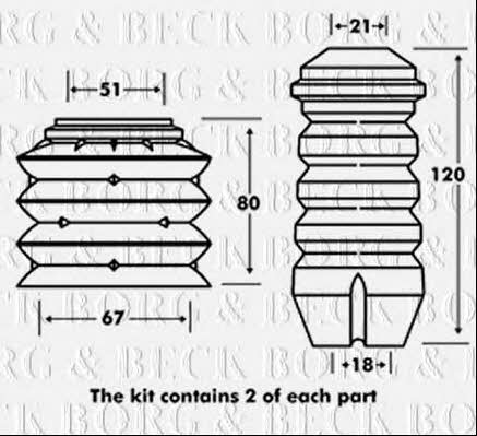 Borg & beck BPK7048 Bellow and bump for 1 shock absorber BPK7048