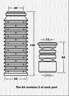 Borg & beck BPK7090 Bellow and bump for 1 shock absorber BPK7090