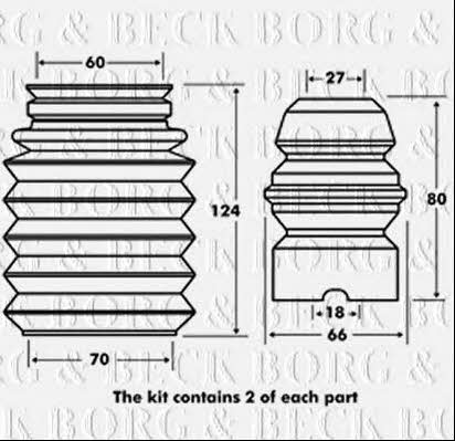 Borg & beck BPK7011 Bellow and bump for 1 shock absorber BPK7011