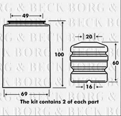 Borg & beck BPK7024 Bellow and bump for 1 shock absorber BPK7024