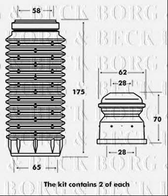 Borg & beck BPK7058 Bellow and bump for 1 shock absorber BPK7058