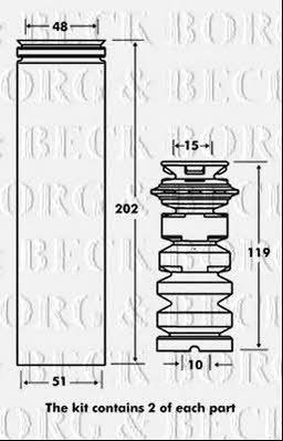 Borg & beck BPK7071 Bellow and bump for 1 shock absorber BPK7071