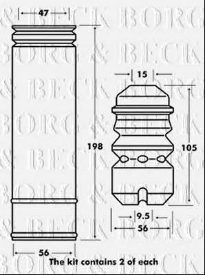 Borg & beck BPK7016 Bellow and bump for 1 shock absorber BPK7016