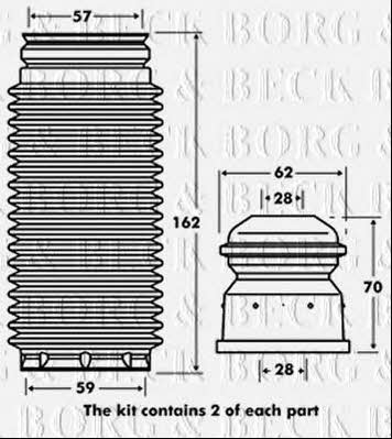 Borg & beck BPK7053 Bellow and bump for 1 shock absorber BPK7053