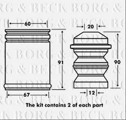 Borg & beck BPK7025 Bellow and bump for 1 shock absorber BPK7025