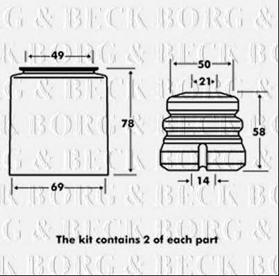 Borg & beck BPK7026 Bellow and bump for 1 shock absorber BPK7026