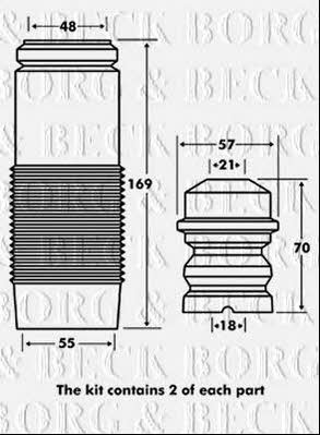 Borg & beck BPK7055 Bellow and bump for 1 shock absorber BPK7055