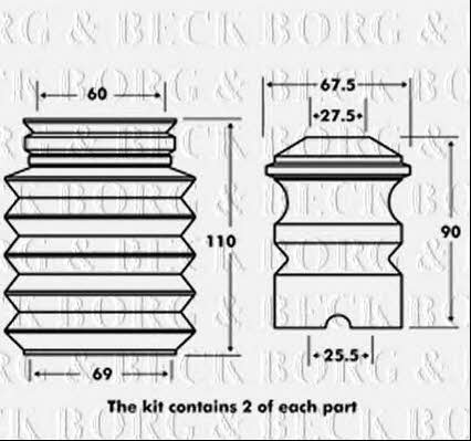 Borg & beck BPK7009 Bellow and bump for 1 shock absorber BPK7009