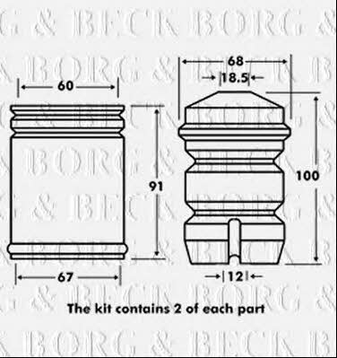 Borg & beck BPK7018 Bellow and bump for 1 shock absorber BPK7018