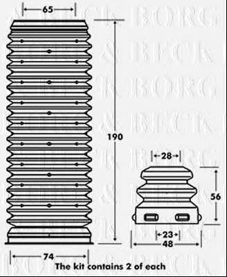 Borg & beck BPK7075 Bellow and bump for 1 shock absorber BPK7075