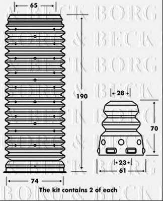Borg & beck BPK7073 Bellow and bump for 1 shock absorber BPK7073