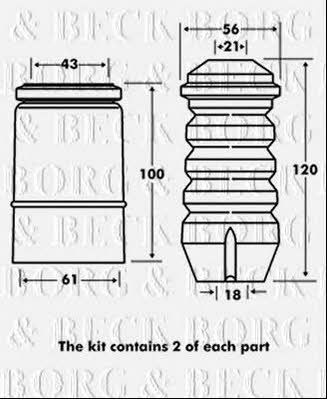 Borg & beck BPK7077 Bellow and bump for 1 shock absorber BPK7077