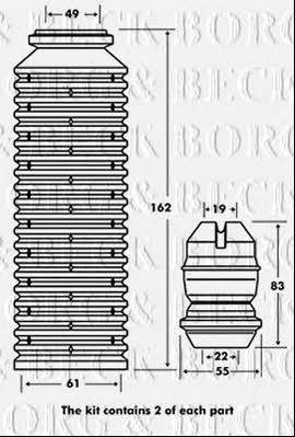 Borg & beck BPK7076 Bellow and bump for 1 shock absorber BPK7076