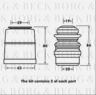 Borg & beck BPK7074 Bellow and bump for 1 shock absorber BPK7074