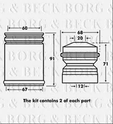 Borg & beck BPK7027 Bellow and bump for 1 shock absorber BPK7027