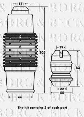 Borg & beck BPK7057 Bellow and bump for 1 shock absorber BPK7057
