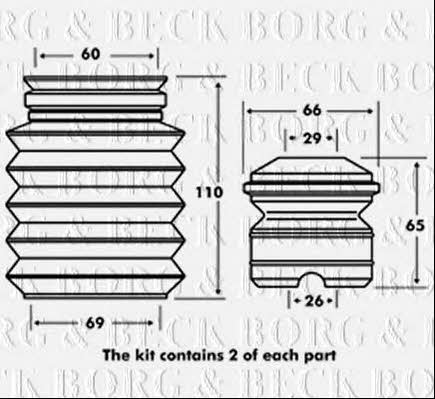 Borg & beck BPK7010 Bellow and bump for 1 shock absorber BPK7010
