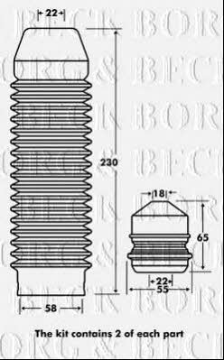 Borg & beck BPK7078 Bellow and bump for 1 shock absorber BPK7078
