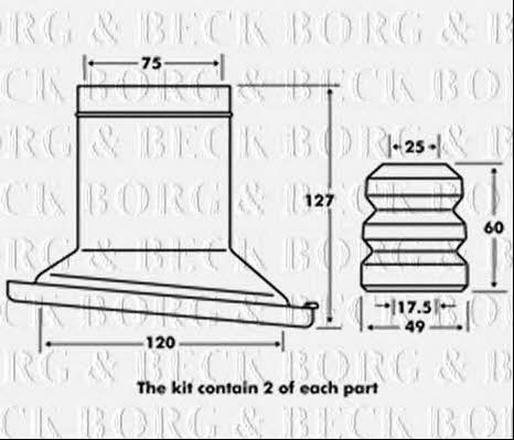 Borg & beck BPK7105 Bellow and bump for 1 shock absorber BPK7105