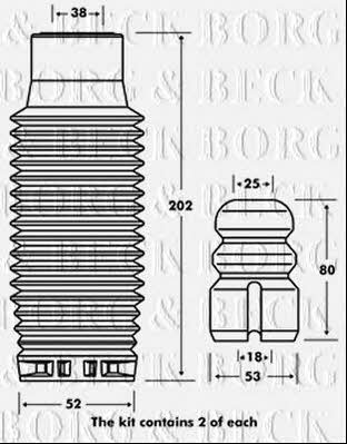 Borg & beck BPK7064 Bellow and bump for 1 shock absorber BPK7064