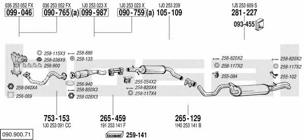 Bosal 090.900.71 Exhaust system 09090071 09090071 Bosal Exhaust system