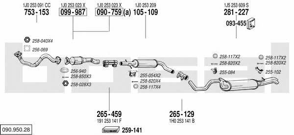 Bosal 090.950.28 Exhaust system 09095028 09095028 Bosal Exhaust system