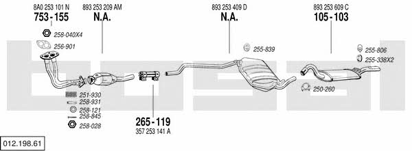 Bosal 012.198.61 Exhaust system 01219861 01219861 Bosal Exhaust system