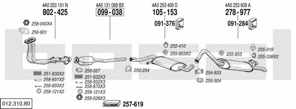 Bosal 012.310.80 Exhaust system 01231080 01231080 Bosal Exhaust system