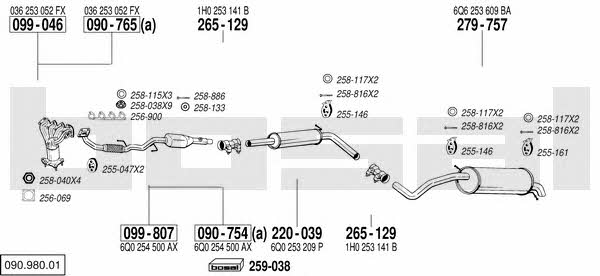  090.980.01 Exhaust system 09098001