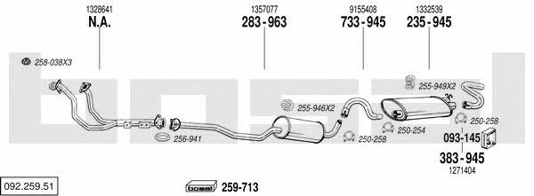 Bosal 092.259.51 Exhaust system 09225951 09225951 Bosal Exhaust system