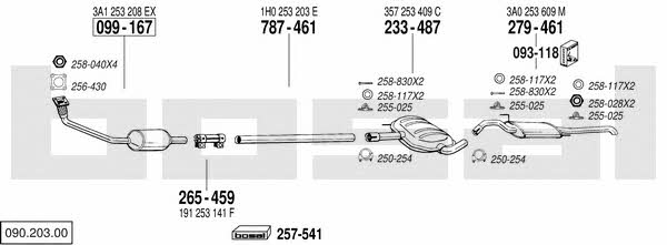 Bosal 090.203.00 Exhaust system 09020300 09020300 Bosal Exhaust system