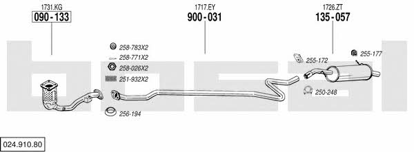 Bosal 024.910.80 Exhaust system 02491080