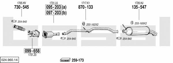 Bosal 024.960.14 Exhaust system 02496014
