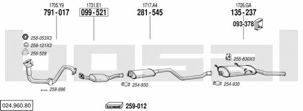 Bosal 024.960.80 Exhaust system 02496080 02496080 Bosal Exhaust system