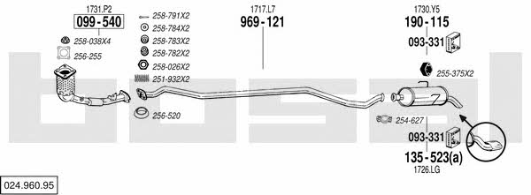 Bosal 024.960.95 Exhaust system 02496095