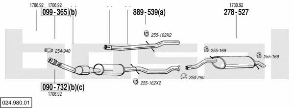 Bosal 024.980.01 Exhaust system 02498001