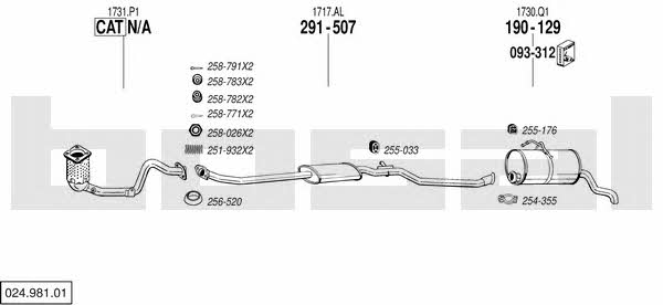 Bosal 024.981.01 Exhaust system 02498101 02498101 Bosal Exhaust system