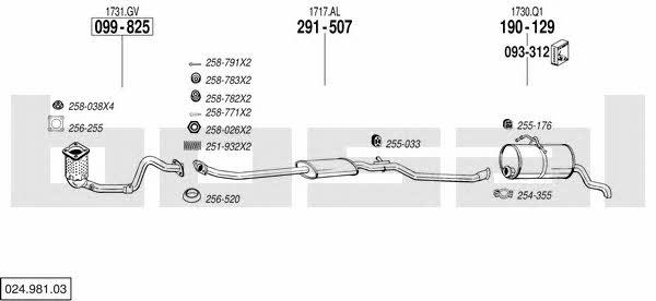 Bosal 024.981.03 Exhaust system 02498103 02498103 Bosal Exhaust system