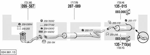 Bosal 024.981.13 Exhaust system 02498113